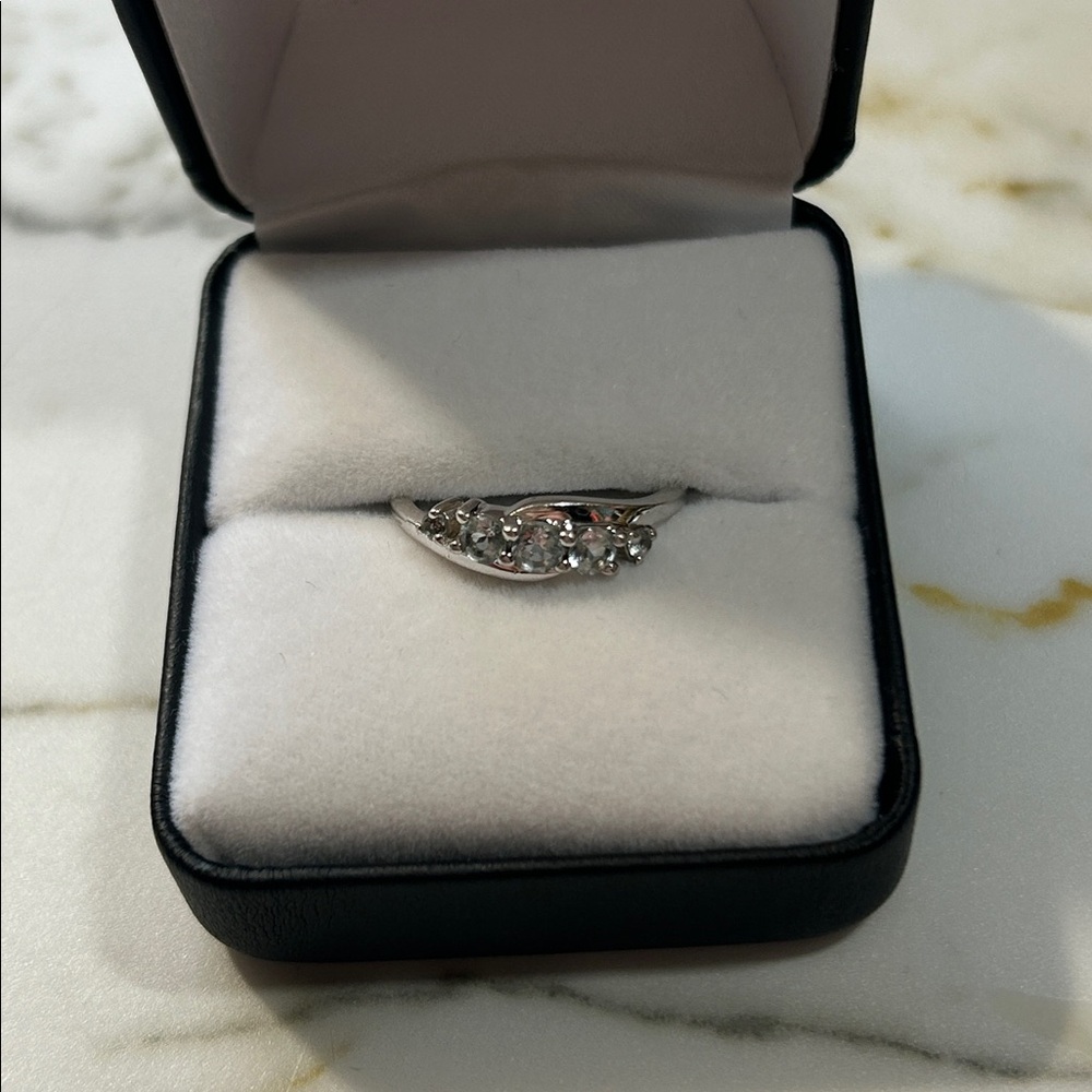 Belk Silver Women's Ring with Clear and light blue stones